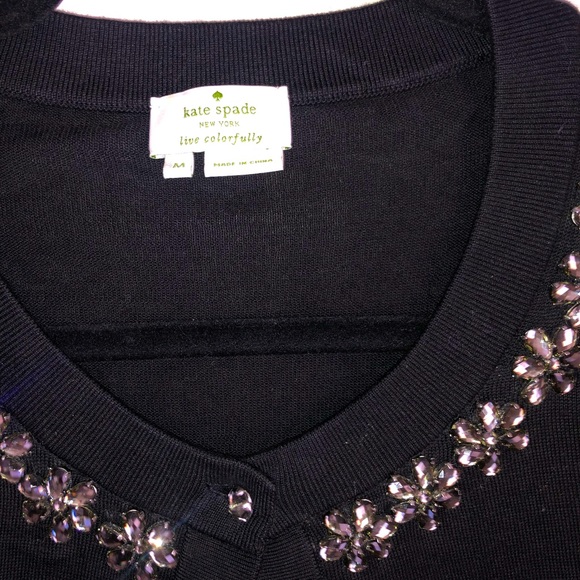 Kate Spade black jewel embellished cardigan size medium - Picture 2 of 8